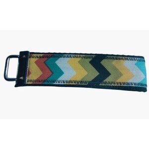 Chevron Pattern Fabric Key Fob Wristlet Lanyard Handle Strap